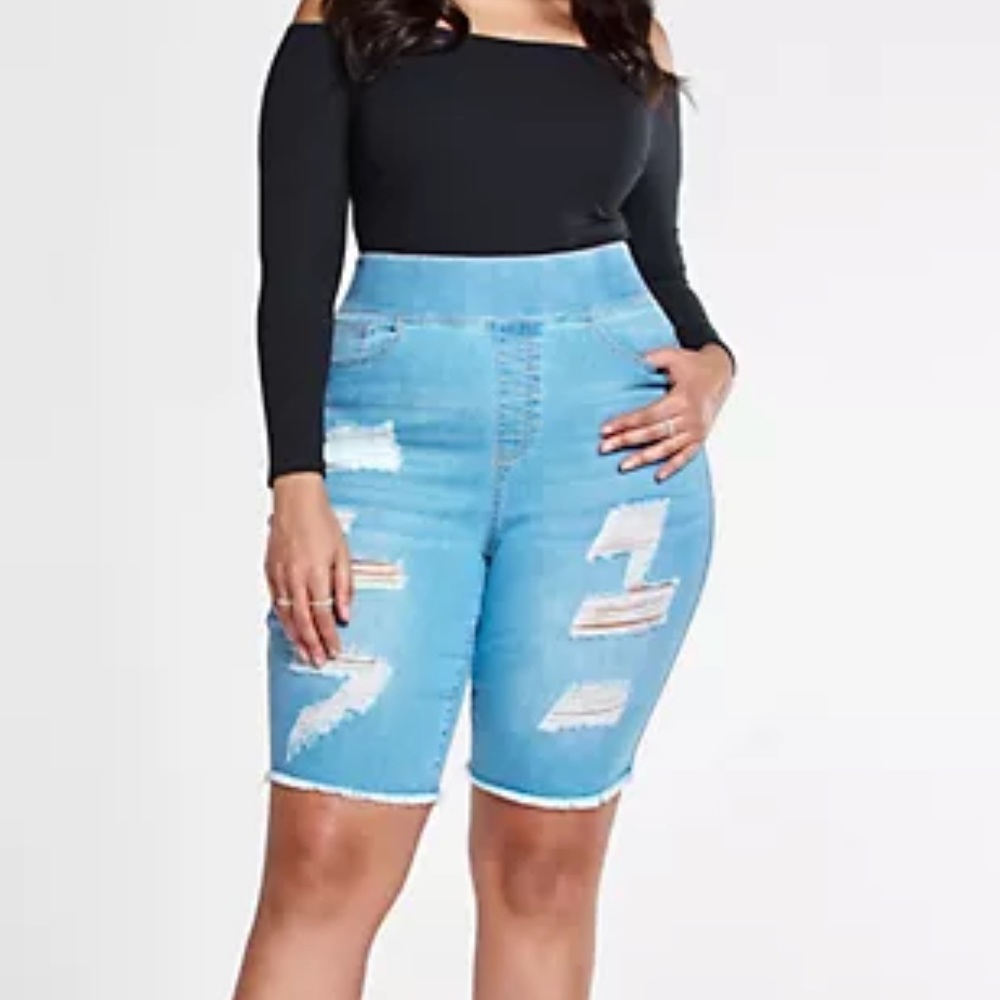 Fashion to figure High Rise Pull On Bermuda Shorts